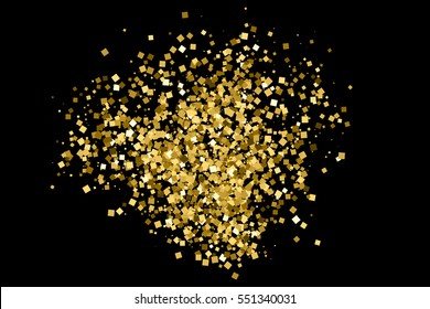 Gold glitter texture isolated on black. Amber particles color. Celebratory background. Golden explosion of confetti. Vector illustration,eps 10.