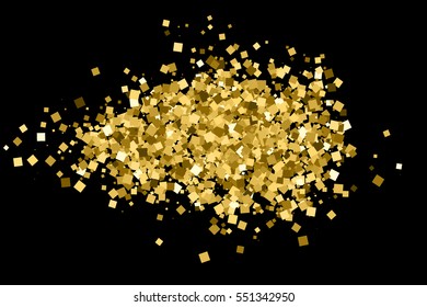 Gold glitter texture isolated on black. Amber particles color. Celebratory background. Golden explosion of confetti. Vector illustration,eps 10.