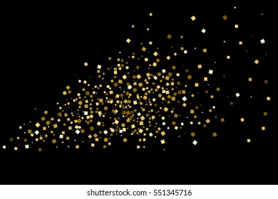 Gold glitter texture isolated on black. Amber particles color. Celebratory background. Golden explosion of confetti. Vector illustration,eps 10.