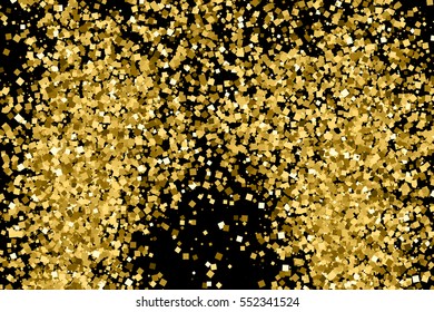 Gold glitter texture isolated on black. Amber particles color. Celebratory background. Golden explosion of confetti. Vector illustration,eps 10.