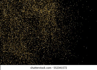Gold glitter texture isolated on black. Amber particles color. Celebratory background. Golden explosion of confetti. Vector illustration,eps 10.