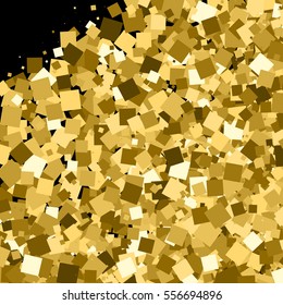 Gold glitter texture isolated on black. Amber particles color. Celebratory background. Golden explosion of confetti. Vector illustration,eps 10.