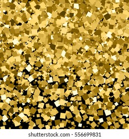 Gold glitter texture isolated on black. Amber particles color. Celebratory background. Golden explosion of confetti. Vector illustration,eps 10.