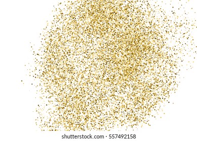 Gold glitter texture isolated on white. Amber color background. Golden explosion of confetti. Vector illustration,eps 10.