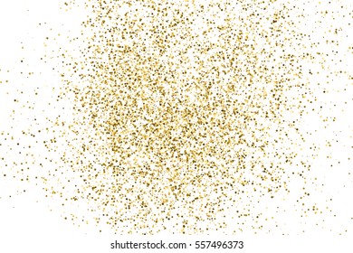 Gold glitter texture isolated on white. Amber color background. Golden explosion of confetti. Vector illustration,eps 10.