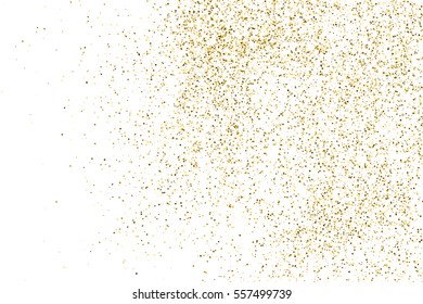 Gold glitter texture isolated on white. Amber color background. Golden explosion of confetti. Vector illustration,eps 10.