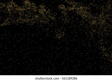 Gold glitter texture isolated on black. Amber particles color. Celebratory background. Golden explosion of confetti. Vector illustration,eps 10 