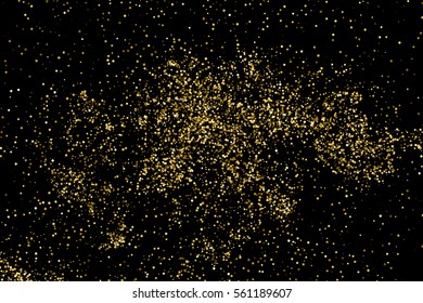 Gold glitter texture isolated on black. Amber particles color. Celebratory background. Golden explosion of confetti. Vector illustration,eps 10