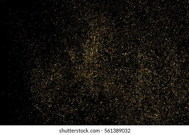 Gold glitter texture isolated on black. Amber particles color. Celebratory background. Golden explosion of confetti. Vector illustration,eps 10.