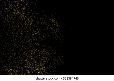 Textura de brillo dorado aislada en negro. Color de partículas ámbar. Antecedentes de celebración. Explosión dorada de confetti.Ilustración vectorial,Pasos 10.