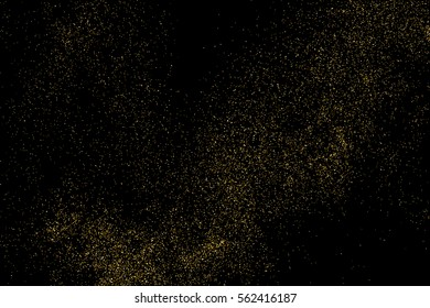 Gold glitter texture isolated on black. Amber particles color. Celebratory background. Golden explosion of confetti. Vector illustration,eps 10.