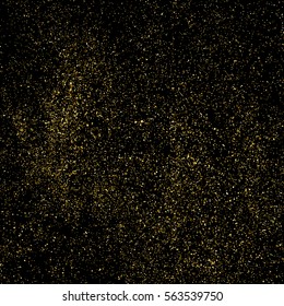 Gold glitter texture isolated on black square. Amber particles color. Celebratory background. Golden explosion of confetti. Vector illustration,eps 10