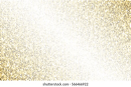 Gold glitter texture isolated on white background. Golden dots background. Vector illustration.
