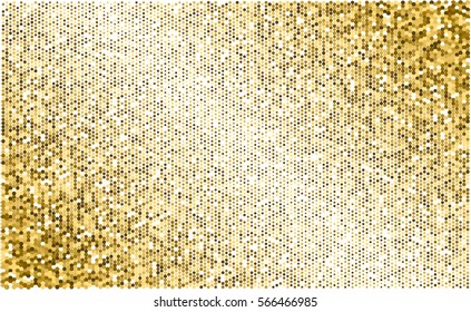 Gold glitter texture isolated on white background. Golden dots background. Vector illustration.