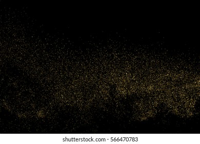 Gold glitter texture isolated on black. Amber particles color. Celebratory background. Golden explosion of confetti. Vector illustration,eps 10.
