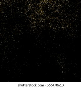 Gold glitter texture isolated on black square. Amber particles color. Celebratory background. Golden explosion of confetti. Vector illustration,eps 10.
