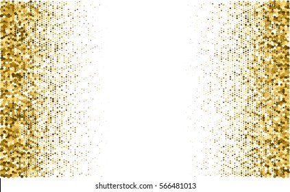 Textura de brillo dorado aislada en fondo blanco. Fondo de puntos dorados. Ilustración vectorial.