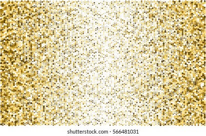 Gold glitter texture isolated on white background. Golden dots background. Vector illustration.