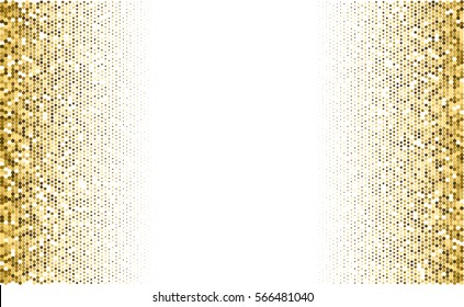 Gold glitter texture isolated on white background. Golden dots background. Vector illustration.