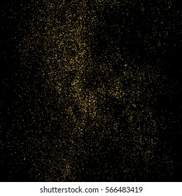 Gold glitter texture isolated on black square. Amber particles color. Celebratory background. Golden explosion of confetti. Vector illustration,eps 10.