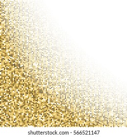 Gold glitter texture isolated on white background. Golden dots background. Vector illustration.