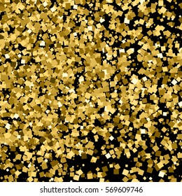 Gold glitter texture isolated on black. Amber particles color. Celebratory background. Golden explosion of confetti. Vector illustration,eps 10.