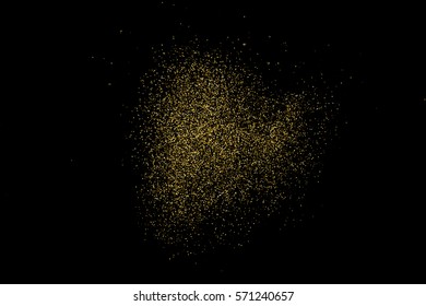 Gold glitter texture isolated on black. Amber particles color. Celebratory background. Golden explosion of confetti. Vector illustration,eps 10.