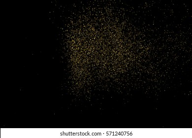 Gold glitter texture isolated on black. Amber particles color. Celebratory background. Golden explosion of confetti. Vector illustration,eps 10.