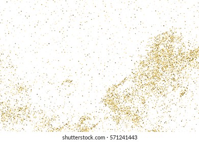 Gold glitter texture isolated on white. Amber color background. Golden explosion of confetti. Vector illustration,eps 10.