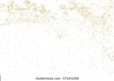 Gold glitter texture isolated on white. Amber color background. Golden explosion of confetti. Vector illustration,eps 10.