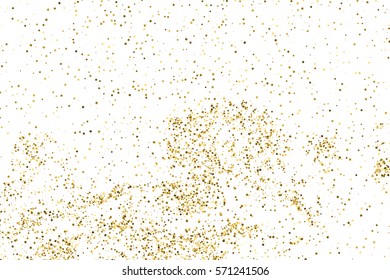 Gold glitter texture isolated on white. Amber color background. Golden explosion of confetti. Vector illustration,eps 10.
