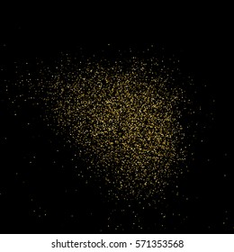 Gold glitter texture isolated on black. Amber particles color. Celebratory background. Golden explosion of confetti. Vector illustration,eps 10.