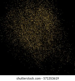 Gold glitter texture isolated on black. Amber particles color. Celebratory background. Golden explosion of confetti. Vector illustration,eps 10.
