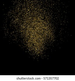 Gold glitter texture isolated on black. Amber particles color. Celebratory background. Golden explosion of confetti. Vector illustration,eps 10.