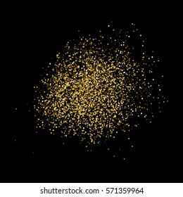 Gold glitter texture isolated on black. Amber particles color. Celebratory background. Golden explosion of confetti. Vector illustration,eps 10.