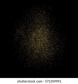 Gold glitter texture isolated on black. Amber particles color. Celebratory background. Golden explosion of confetti. Vector illustration,eps 10.