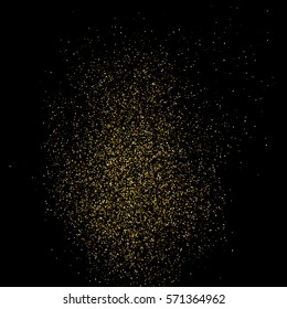 Textura de brillo dorado aislada en negro. Color de partículas ámbar. Antecedentes de celebración. Explosión dorada de confetti. Ilustración vectorial, paso 10.