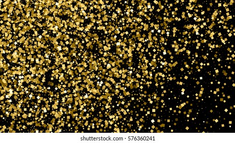 Gold glitter texture isolated on black. Celebratory background. Golden explosion of confetti. Vector illustration,eps 10. Widescreen 16 : 9. 