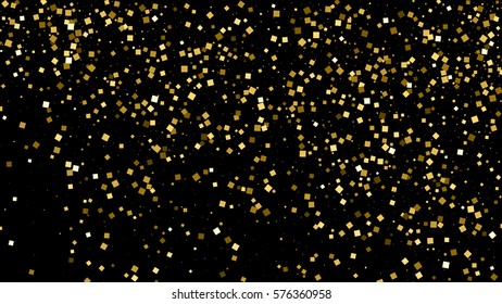 Gold glitter texture isolated on black. Celebratory background. Golden explosion of confetti. Vector illustration,eps 10. Widescreen 16 : 9. 