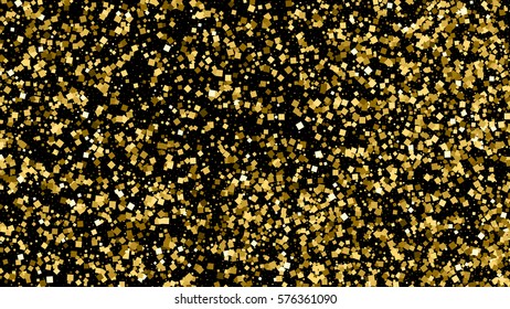 Gold glitter texture isolated on black. Celebratory background. Golden explosion of confetti. Vector illustration,eps 10. Widescreen 16 : 9. 