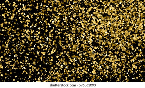 Gold glitter texture isolated on black. Celebratory background. Golden explosion of confetti. Vector illustration,eps 10. Widescreen 16 : 9. 