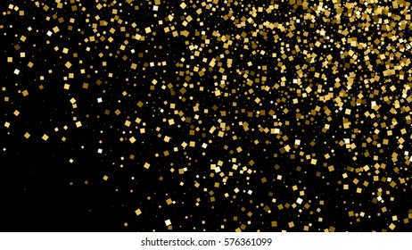 Gold glitter texture isolated on black. Celebratory background. Golden explosion of confetti. Vector illustration,eps 10. Widescreen 16 : 9. 