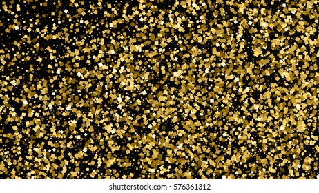Gold glitter texture isolated on black. Celebratory background. Golden explosion of confetti. Vector illustration,eps 10. Widescreen 16 : 9. 