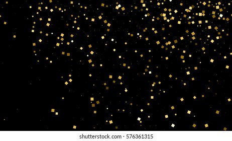 Gold glitter texture isolated on black. Celebratory background. Golden explosion of confetti. Vector illustration,eps 10. Widescreen 16 : 9. 