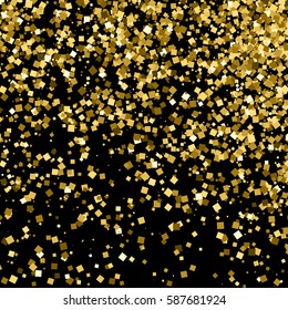 Gold glitter texture isolated on black. Amber particles color. Celebratory background. Golden explosion of confetti. Vector illustration,eps 10.