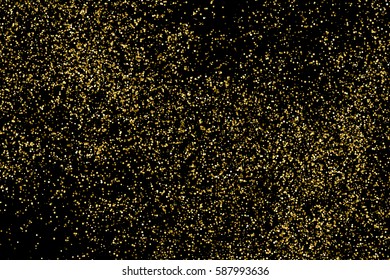 Gold glitter texture isolated on black. Amber particles color. Celebratory background. Golden explosion of confetti. Vector illustration,eps 10.