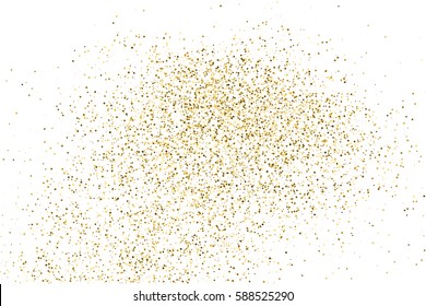 Textura del brillo del oro aislado en blanco. Fondo de color ámbar. Explosión dorada de confeti. Ilustración vectorial, eps 10.