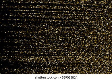 Gold glitter texture isolated on black. Amber particles color. Celebratory background. Golden explosion of confetti. Vector illustration,eps 10.
