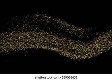 Gold glitter texture isolated on black. Amber particles color. Celebratory background. Golden explosion of confetti. Vector illustration,eps 10.