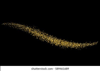 Gold glitter texture isolated on black. Amber particles color. Celebratory background. Golden explosion of confetti. Vector illustration,eps 10.